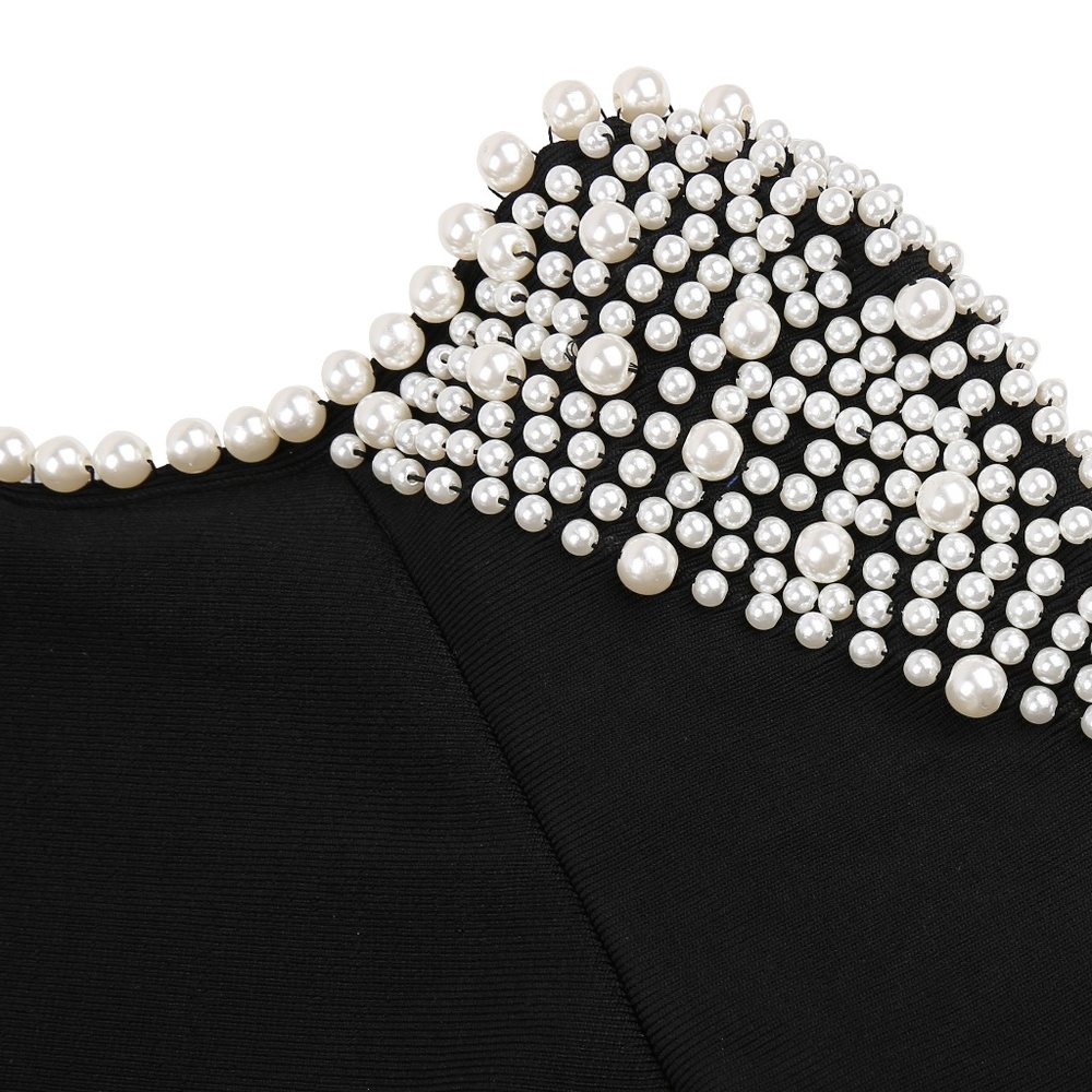 Hand Beaded backless long sleeves Bandage dress - Picture 6 of 8